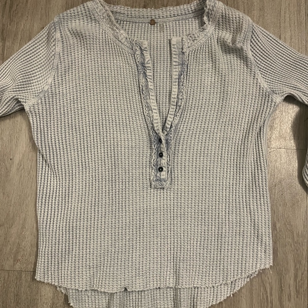 Free People light blue waffle long sleeve